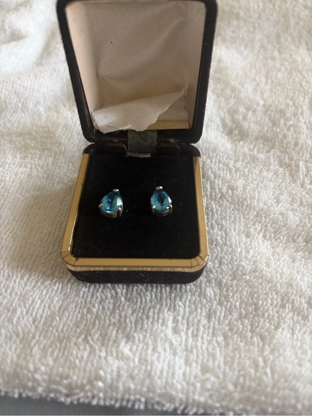 Teardrop Sterling London Blue Stud Earrings - Women Jewelry